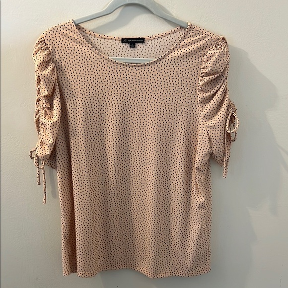 Adrianna Papell Women's Light Pink Polka Dot Top - Light Pink with Black Dots - Picture 1 of 4
